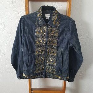 Chico's Sequin Denim Jacket Sz0 (S/4)